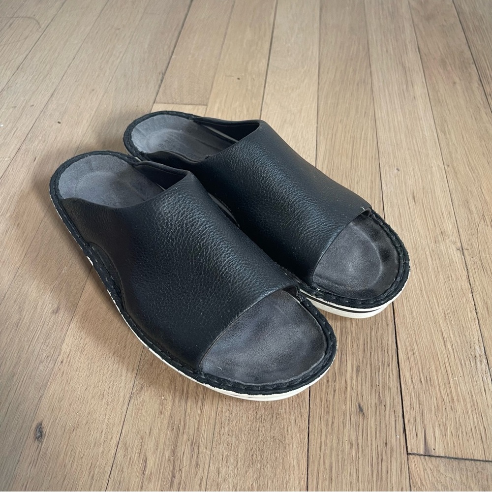 NAOT Womens Shoes ROME Ardisia Slide Wedge Black Leather Open Toe Casual 39 / 8